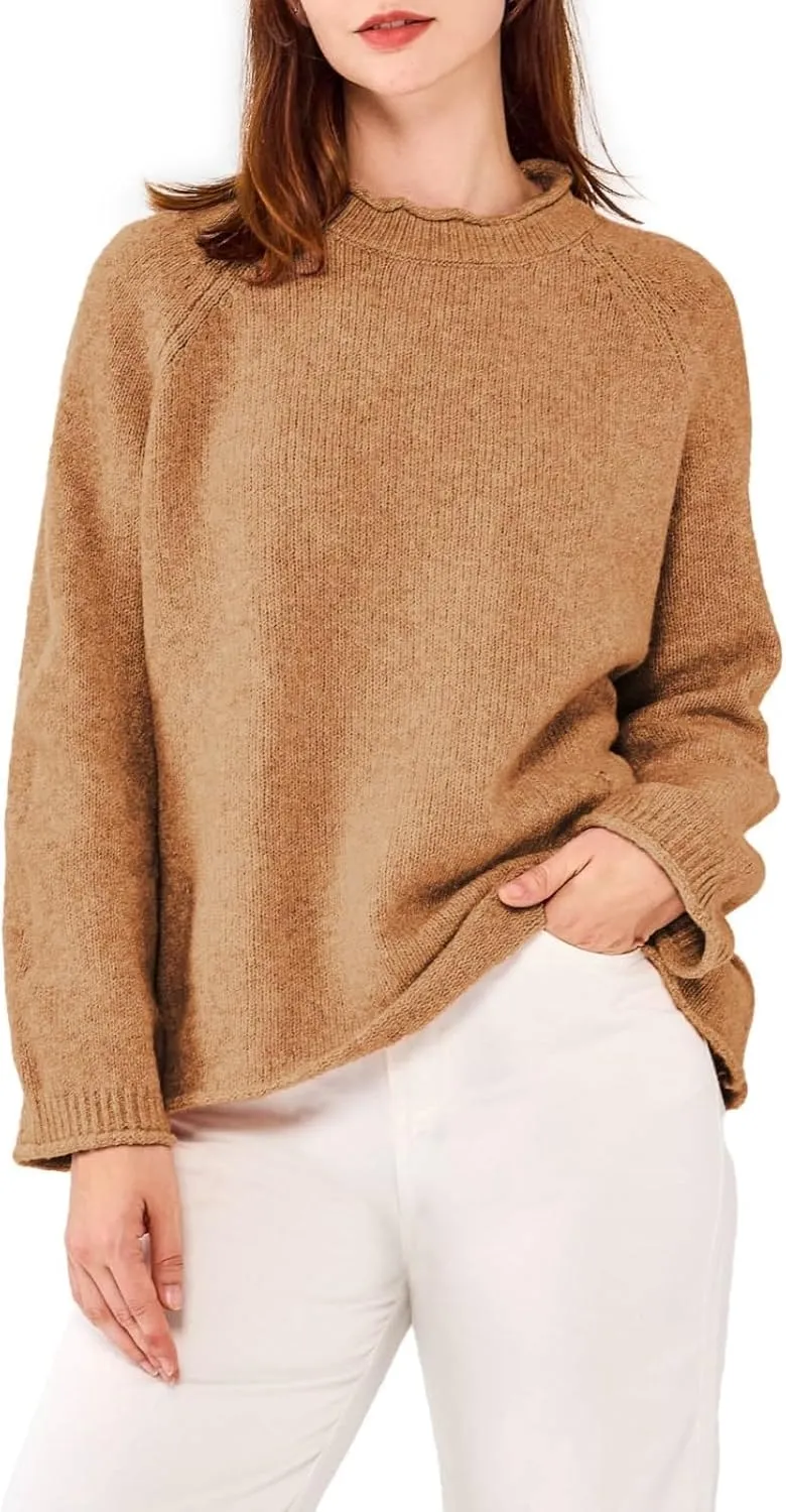 Simple&Opulence Women's Wool Blend Soft Sweater 2024 Crew Neck Long Sleeve Pullover Sweaters Tops for Women S-XL
