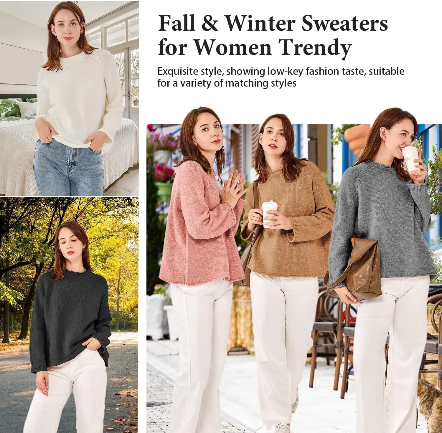 Simple&Opulence Women's Wool Blend Soft Sweater 2024 Crew Neck Long Sleeve Pullover Sweaters Tops for Women S-XL