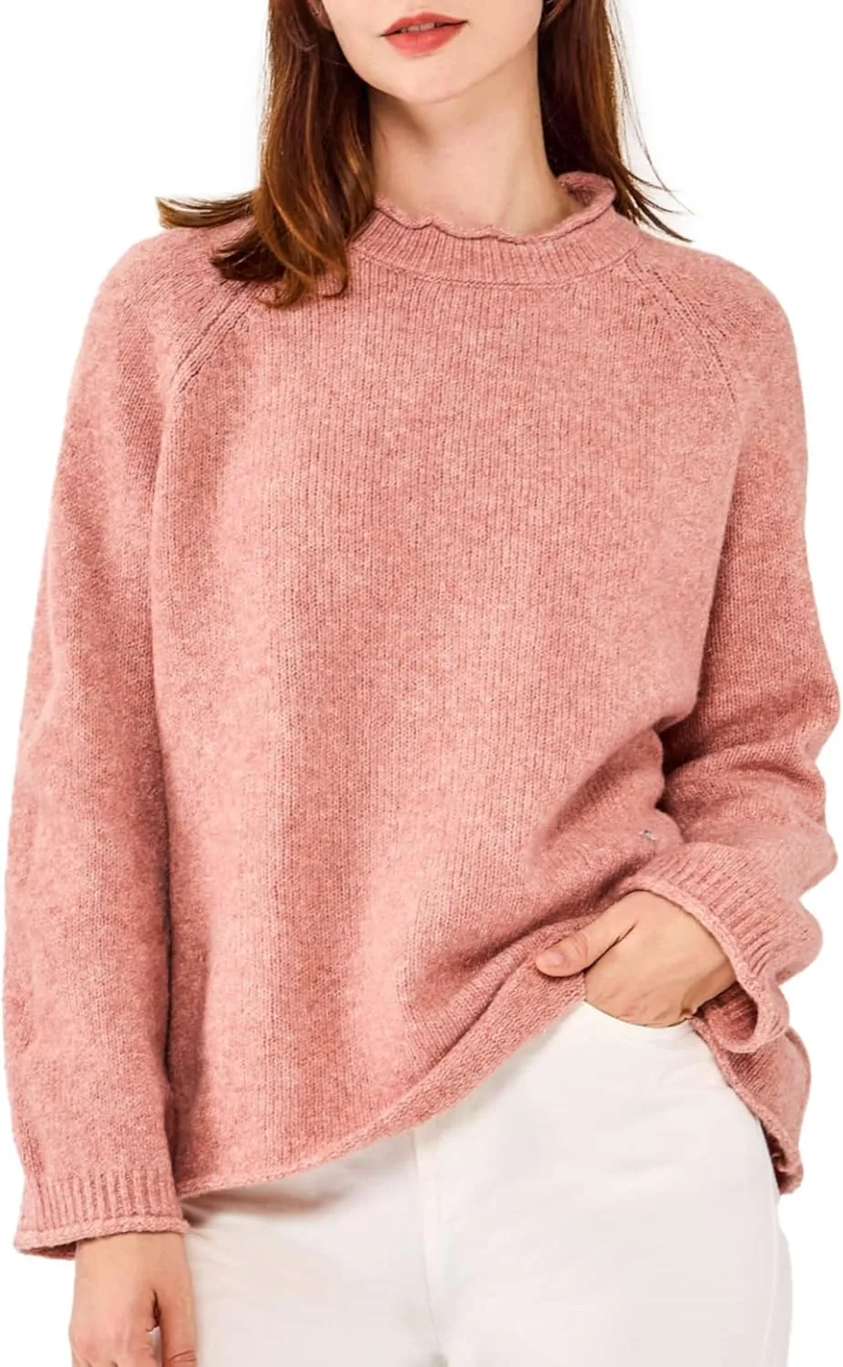 Simple&Opulence Women's Wool Blend Soft Sweater 2024 Crew Neck Long Sleeve Pullover Sweaters Tops for Women S-XL