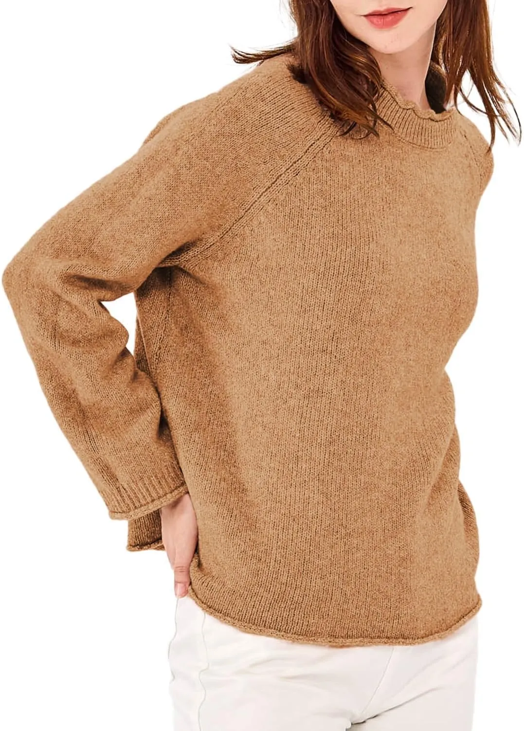 Simple&Opulence Women's Wool Blend Soft Sweater 2024 Crew Neck Long Sleeve Pullover Sweaters Tops for Women S-XL