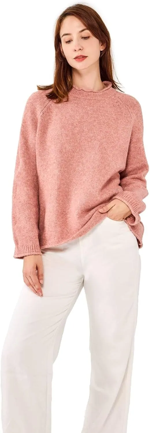 Simple&Opulence Women's Wool Blend Soft Sweater 2024 Crew Neck Long Sleeve Pullover Sweaters Tops for Women S-XL