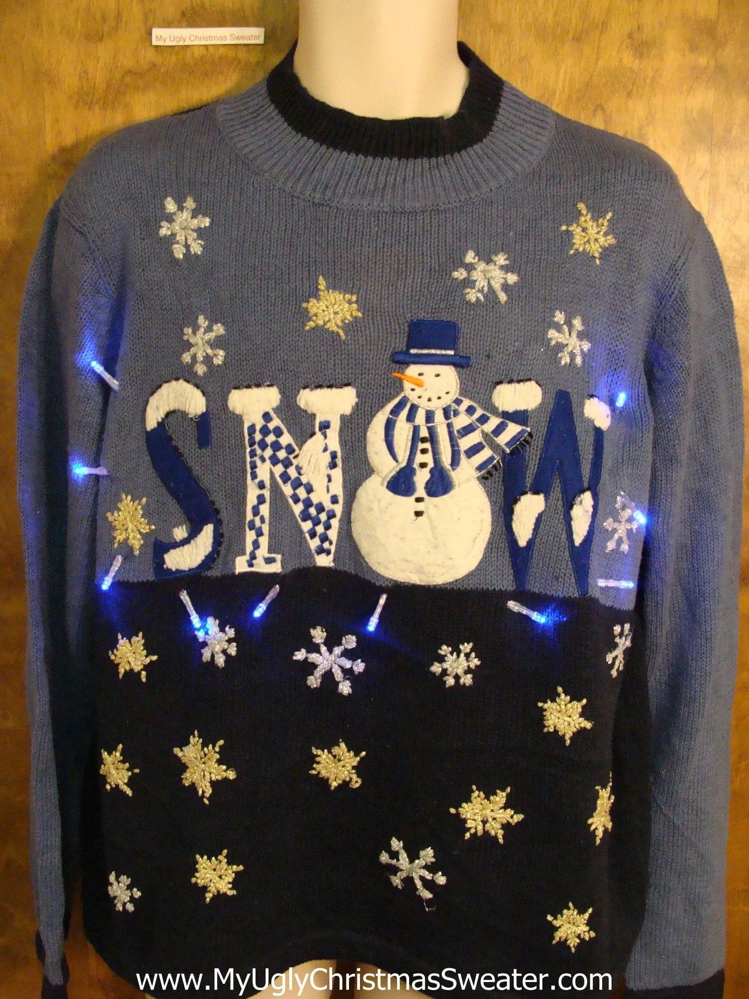 SNOW and Snowman Light Up Ugly Xmas Sweater