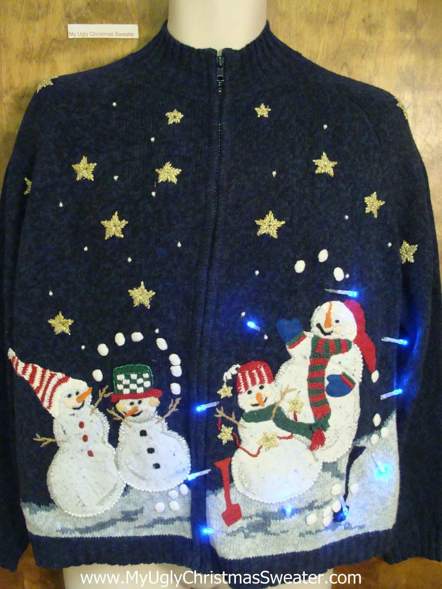 Snowman Family Reunion Party Light Up Ugly Xmas Sweater