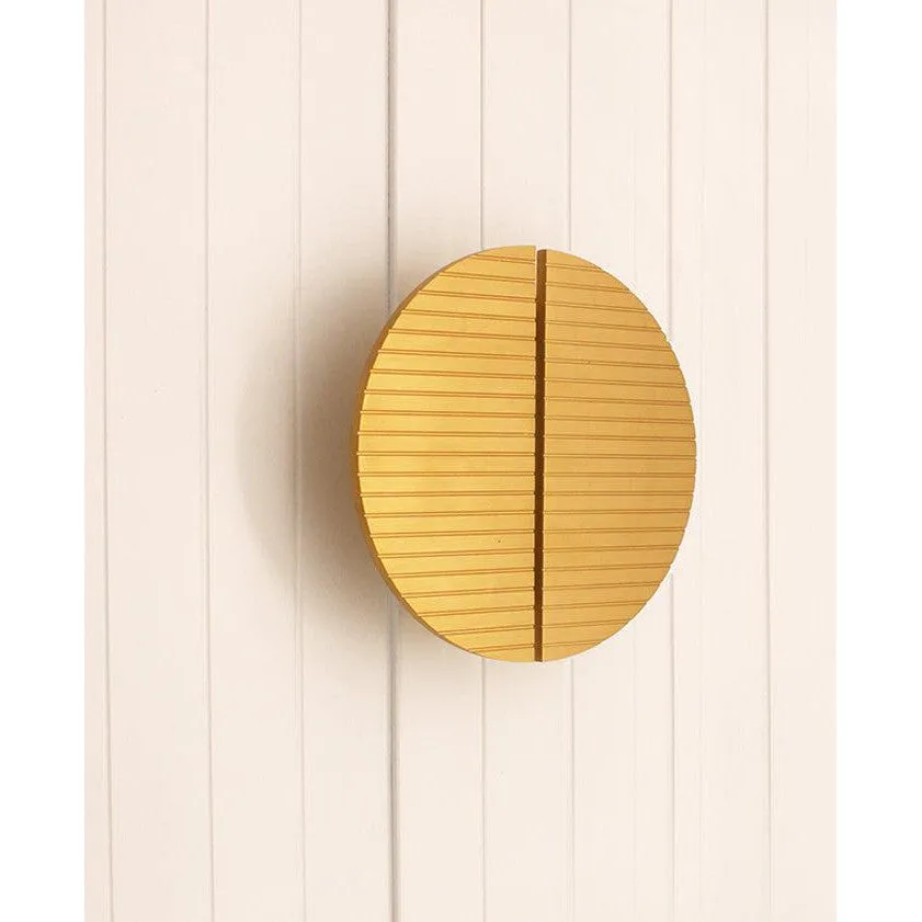Striped Half Moon Door Handles Satin Brass Large