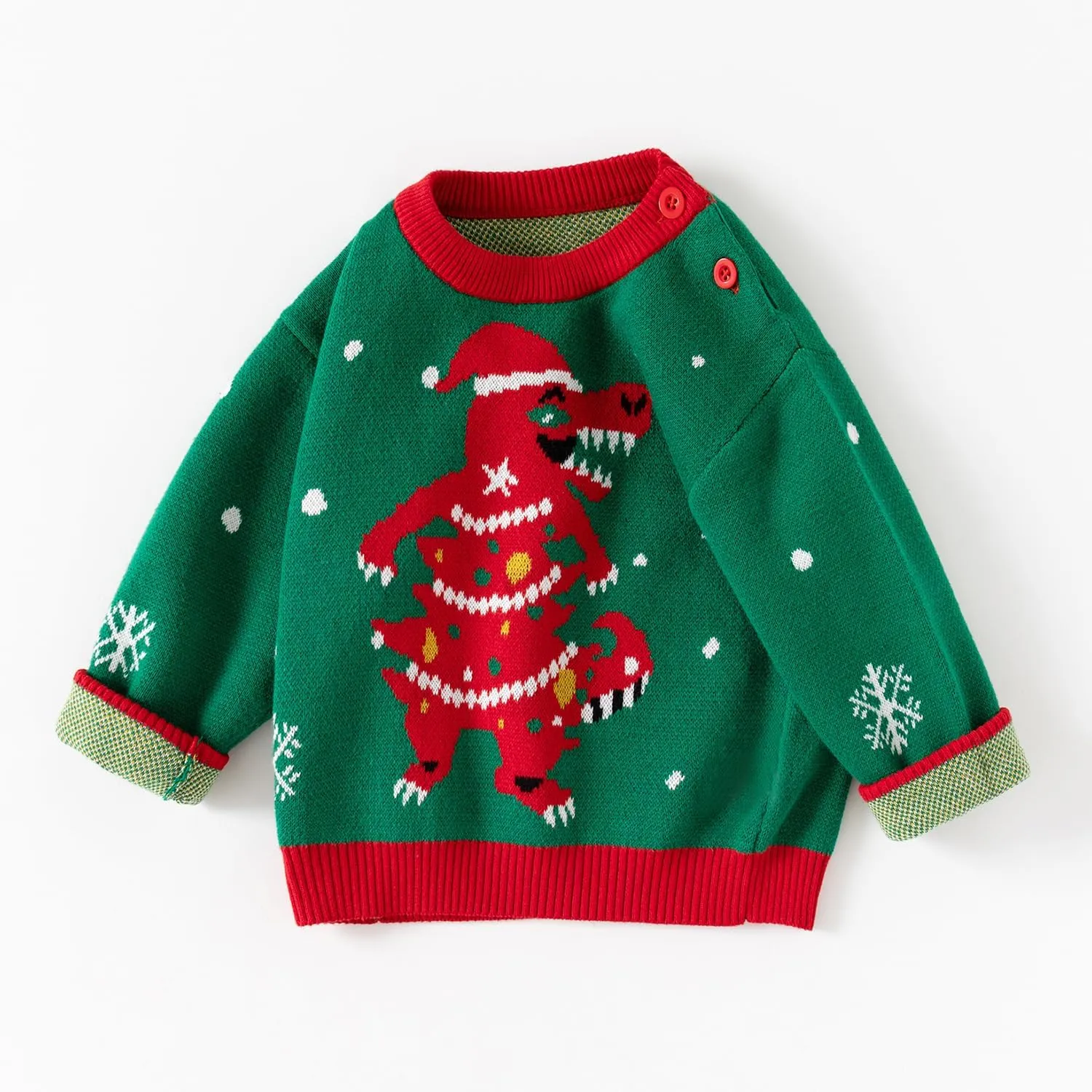 Ugly Christmas Sweater for Babies and Toddlers, Funny Dinosaur Santa Claus Knitted Sweatshirt Holiday Pullover Tops for Kids