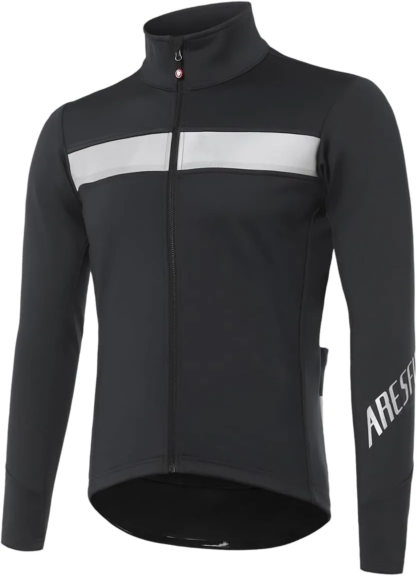 Winter Cycling Jacket for Men Windproof Thermal Fleece Road Bike Clothing Running Jacket Windbreaker Reflective