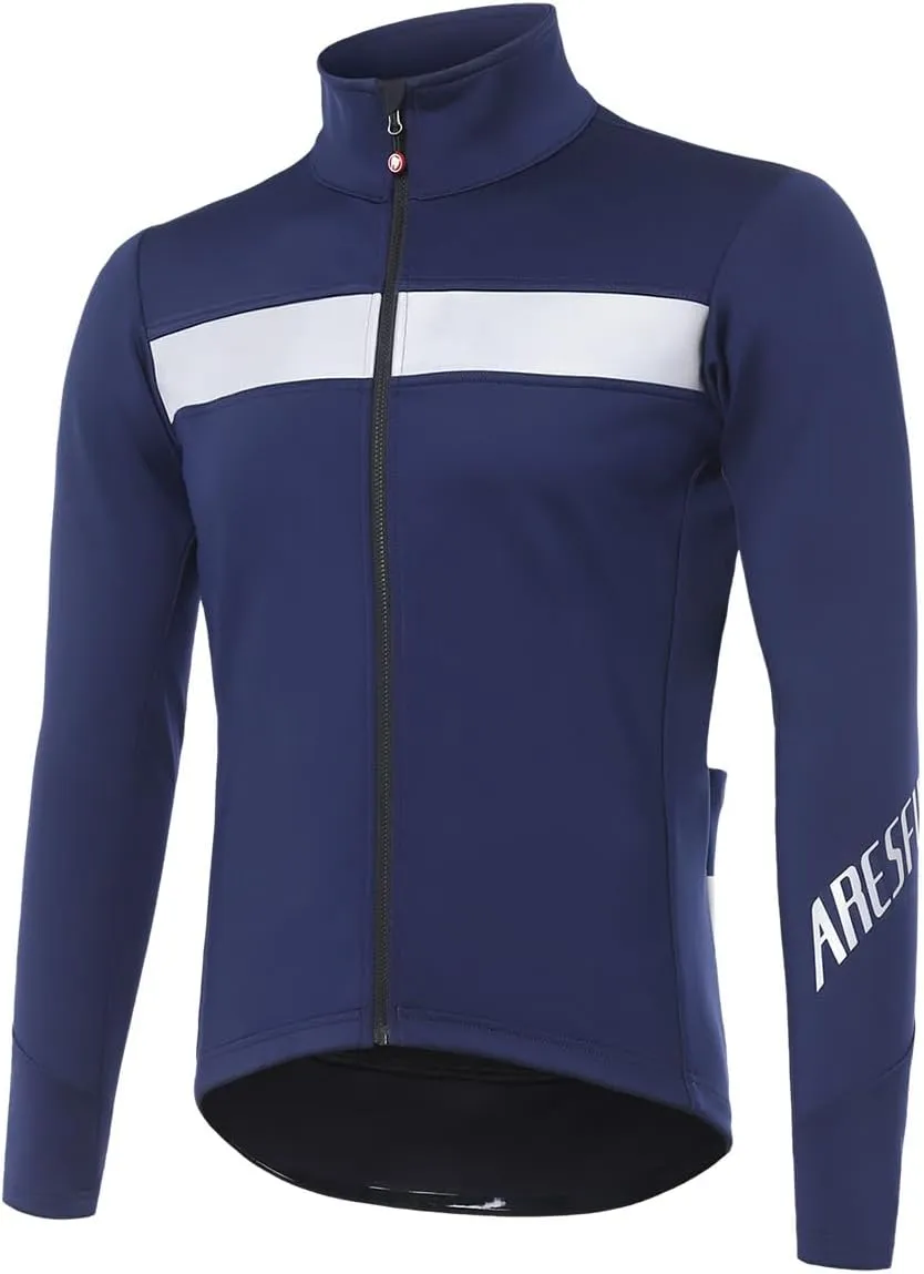Winter Cycling Jacket for Men Windproof Thermal Fleece Road Bike Clothing Running Jacket Windbreaker Reflective