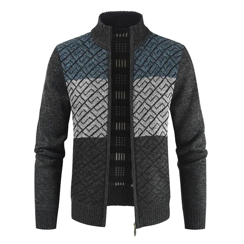Winter Jagged Knitted Tricolor Cardigan