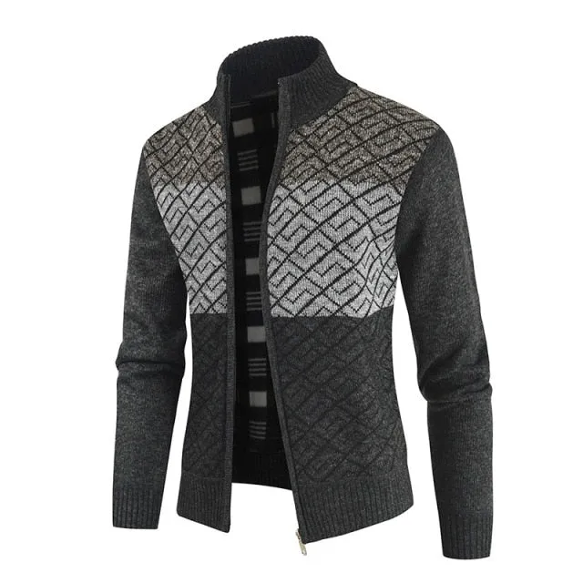 Winter Jagged Knitted Tricolor Cardigan