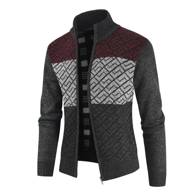 Winter Jagged Knitted Tricolor Cardigan