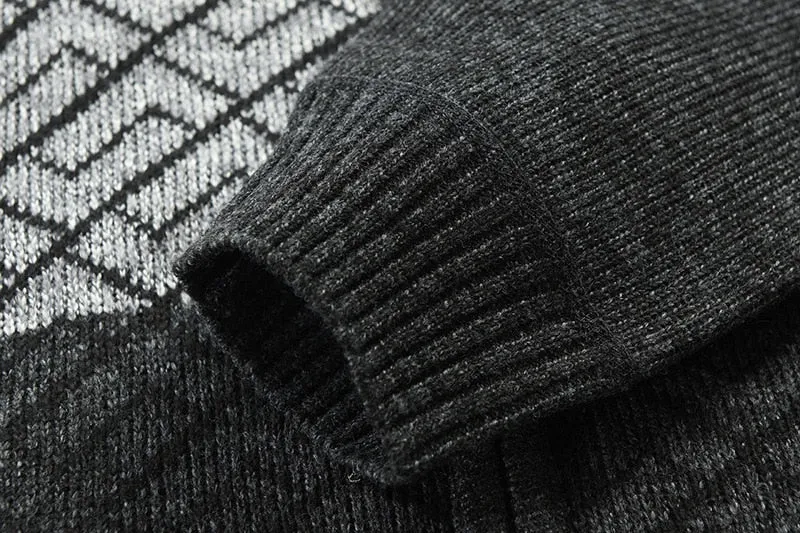 Winter Jagged Knitted Tricolor Cardigan