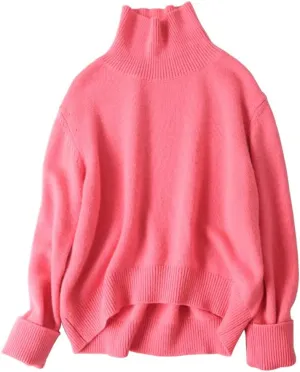 Winter Warm Women Sweater 100% Cashmere Sweater Turtleneck Knit Thick Oversized Pullovers