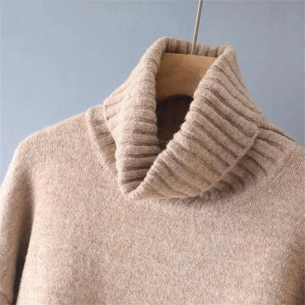 Women's Winter Casual Oversize Thick Sweater Autumn Women Loose Turtleneck Jumper