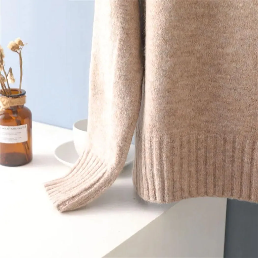 Women's Winter Casual Oversize Thick Sweater Autumn Women Loose Turtleneck Jumper