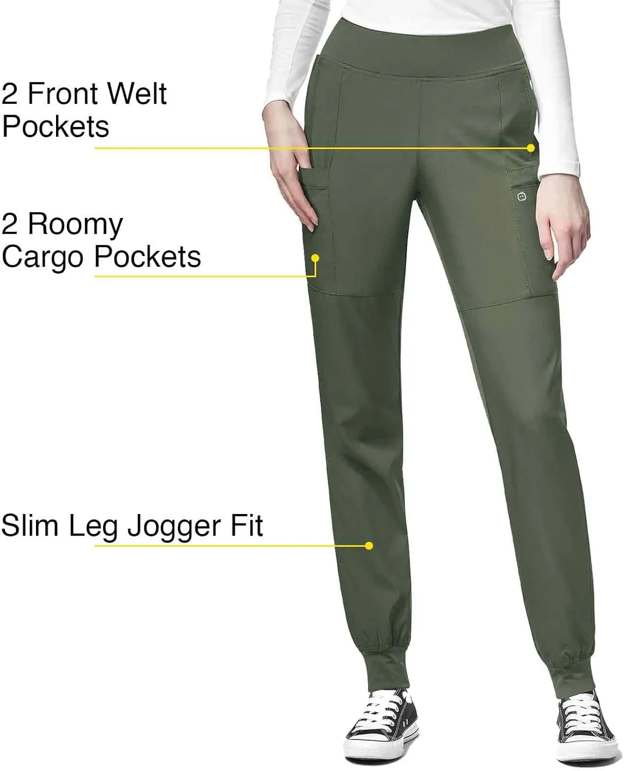 WonderWink Women's 5555 Comfort Waist Cargo Jogger Scrub Pant